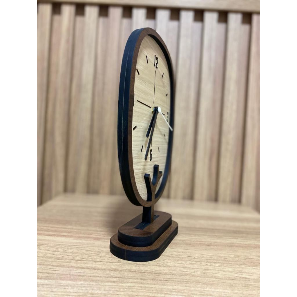 Relógio MDF Decorativo de Mesa Moderno Minimalista Decoração Sala Escritório 27cm
